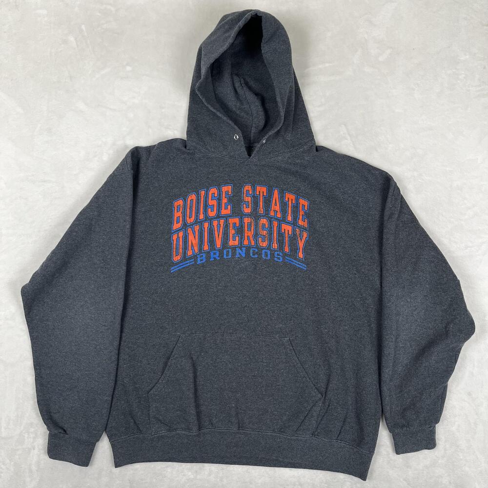 VTG Boise State Broncos Hoodie Sweatshirt Mens XL Gray NCAA Basketball Pullover